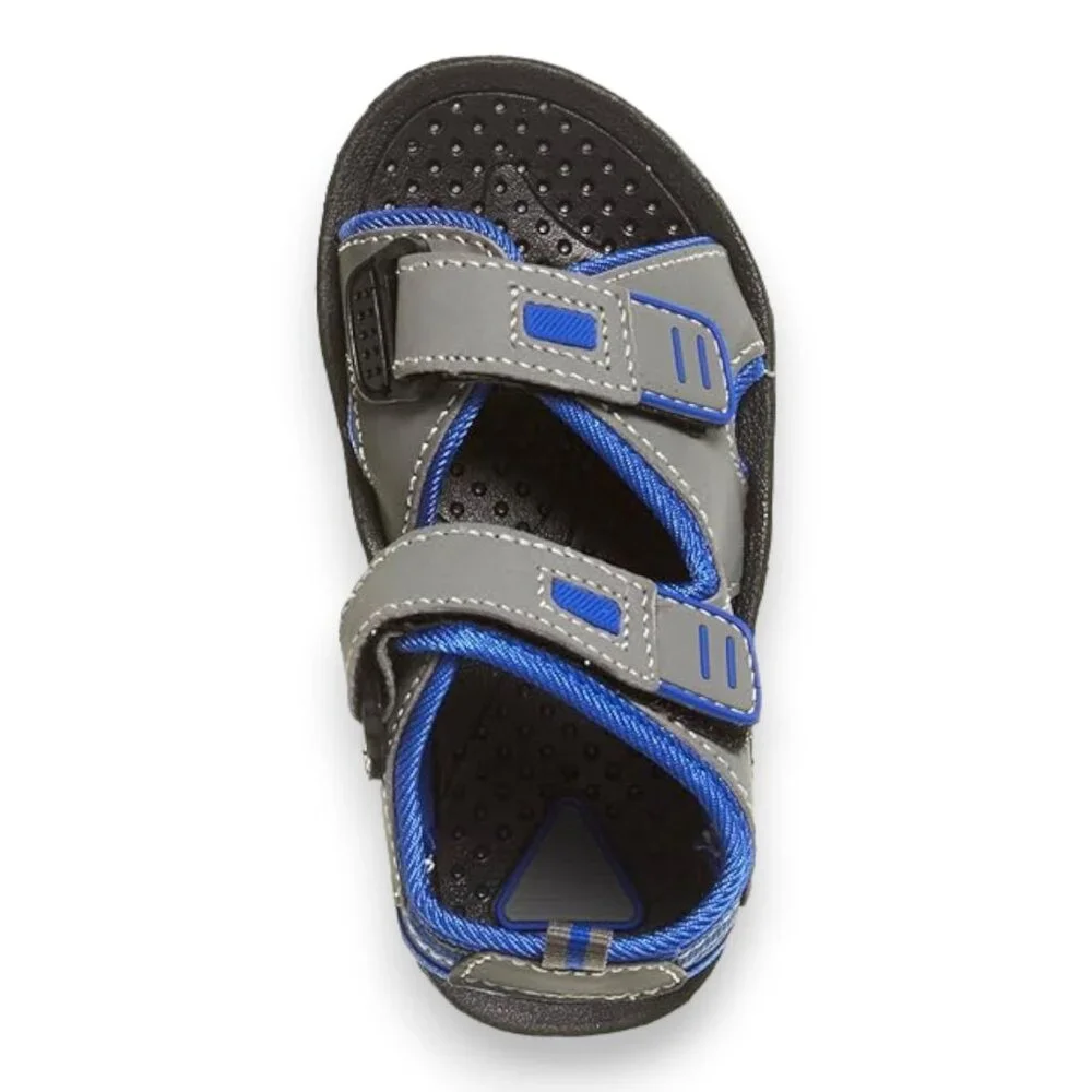 Skysole Boys Double Adjustable Strap Lightweight Sandals In Gray/Blue - Size 2-3